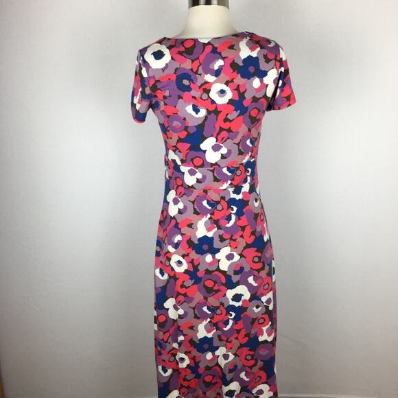 Boden Purple Blue Pink  Floral Knit Short Sleeve Dress size 6 - Picture 5 of 9
